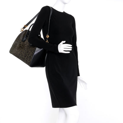 Givenchy Calf Hair Smooth Calfskin Leopard Print Medium Antigona Black 2 of 8