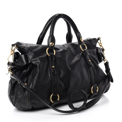Miu Miu Vitello Lux Bow Tote Black 4 of 15