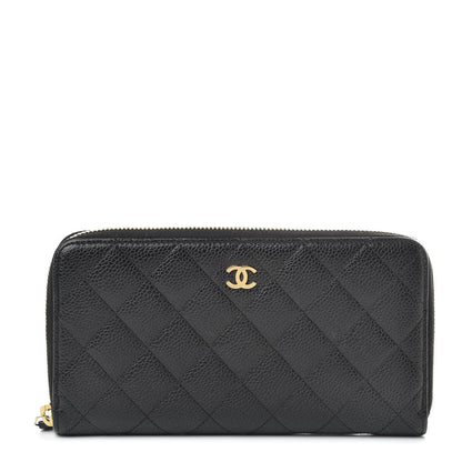 Chanel Caviar Quilted Large Gusset Zip Around Wallet Black 1 of 12