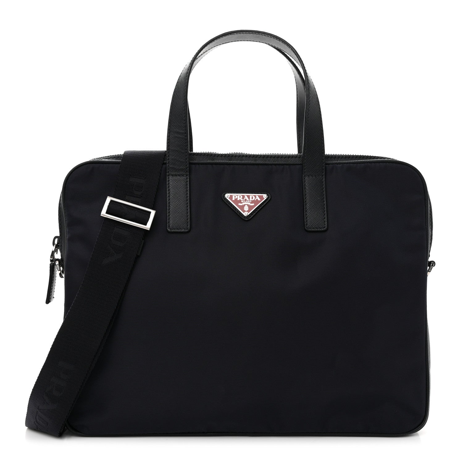 Prada Tessuto Nylon Saffiano Briefcase Black 1 of 9