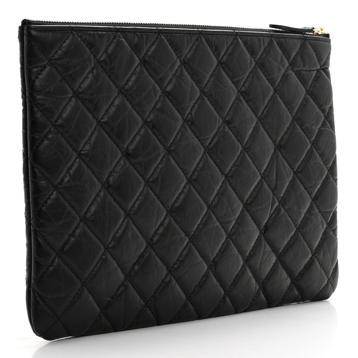 Chanel Aged Calfskin Lucky Charms Quilted Medium Reissue Cosmetic Case Black 3 of 8