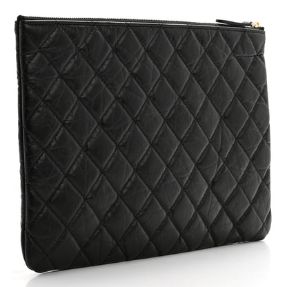 Chanel Aged Calfskin Lucky Charms Quilted Medium Reissue Cosmetic Case Black 3 of 8