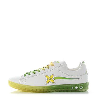 Louis Vuitton Calfskin Mens Luxembourg Samothrace Sneakers 7 White Yellow Green 1 of 8