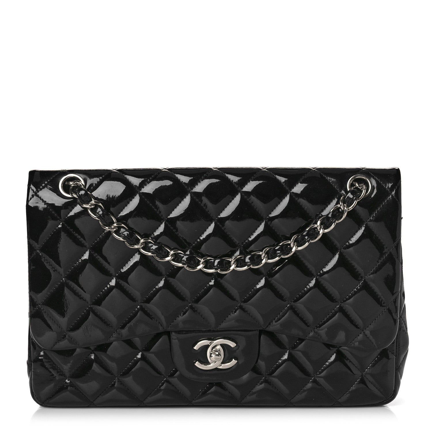 Chanel Patent Quilted Jumbo Double Flap Black 1 of 13