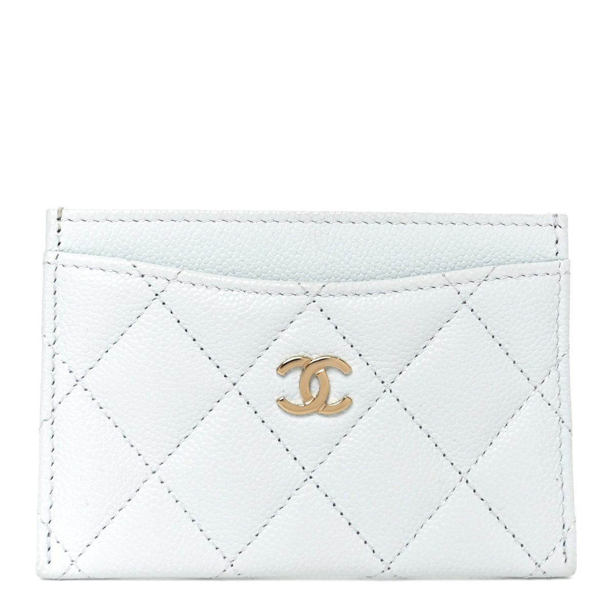 Caviar Quilted Card Holder Light Blue