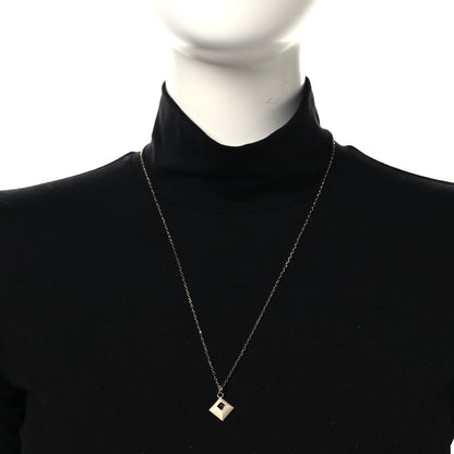 Hermes Palladium Plated Medor Folk Pendant Necklace White 2 of 6