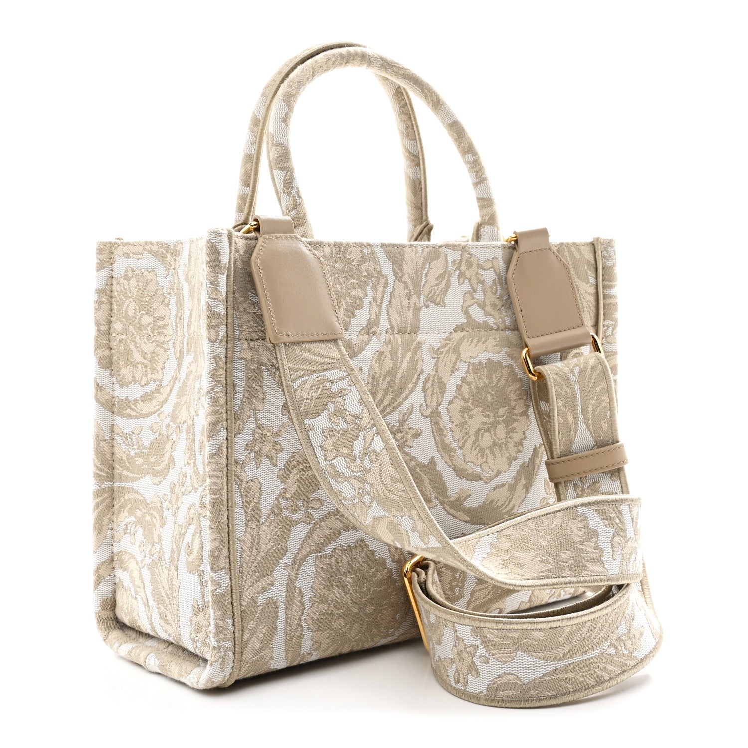 Versace Jacquard Barocco Small Athena Tote Beige 3 of 9