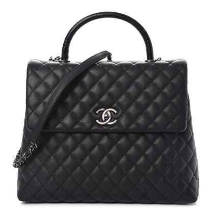 Chanel Caviar Lizard Quilted Large Coco Handle Flap Black 1 of 8