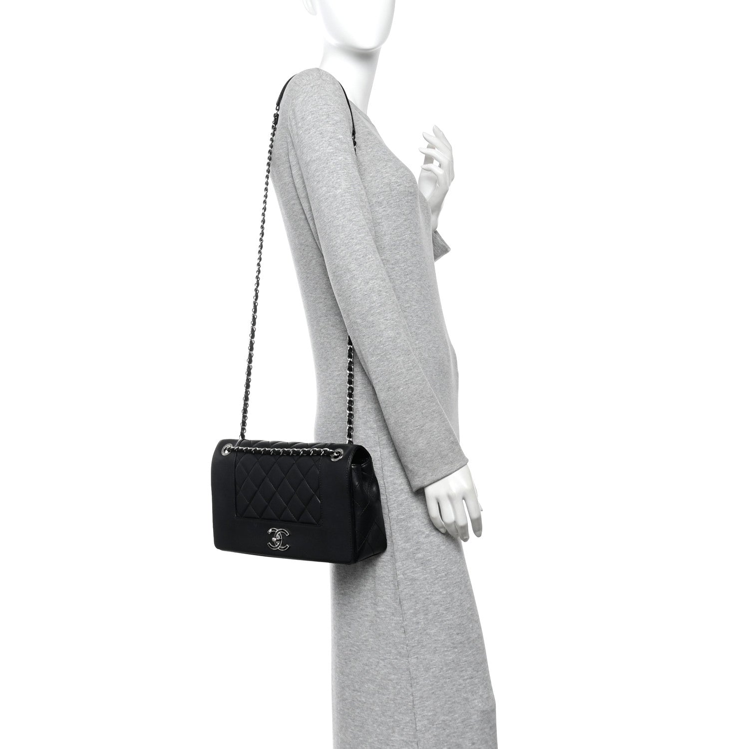Chanel Sheepskin Quilted Vintage Mademoiselle Flap Black 2 of 13