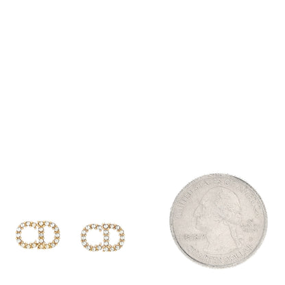 Christian Dior Strass Crystal CD Earrings Gold 2 of 4