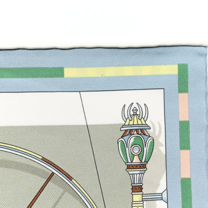 Hermes Silk Voitures en Equilibre Scarf 45 Vert Amande Bleu Glacier Jaune 5 of 8