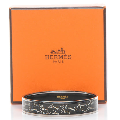 Hermes Enamel Printed Handwriting Bracelet 65 Black 6 of 6