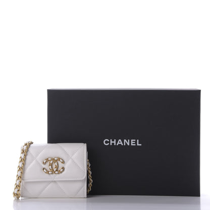 Chanel Lambskin Quilted 19 Flap Coin Purse With Chain White 10 of 10