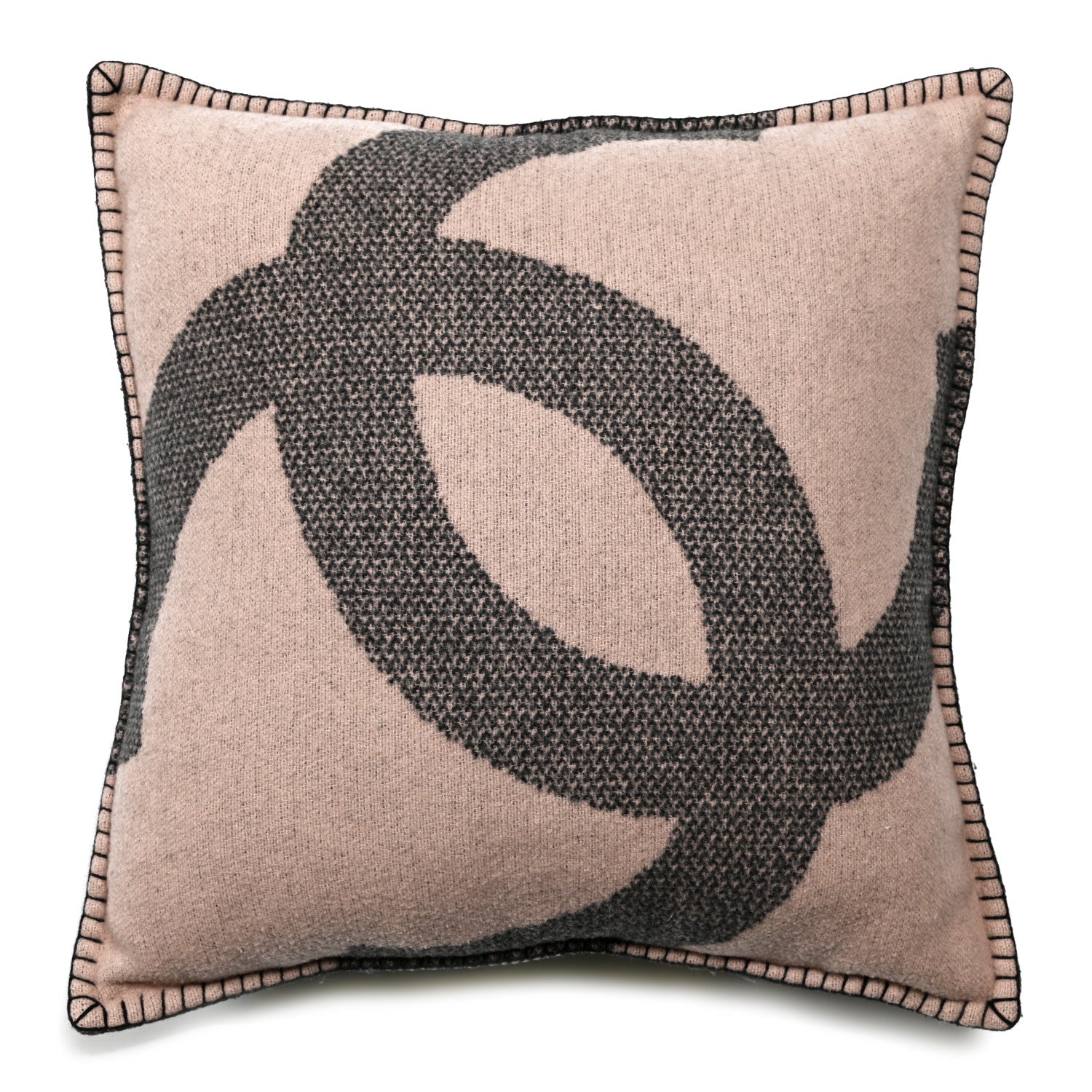 Chanel Merino Wool Cashmere CC Pillow Black Pink 1 of 3