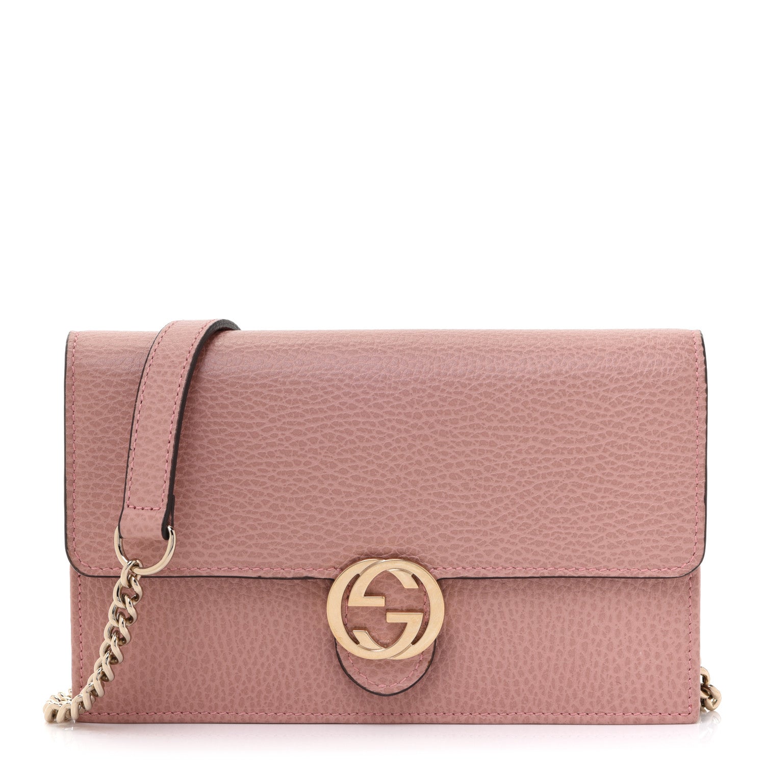 Gucci Dollar Calfskin Interlocking G Chain Wallet Soft Pink 1 of 10