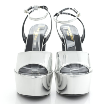 Saint Laurent Metallic Patent Jodie 95 Platform Sandals 37 Silver 2 of 8