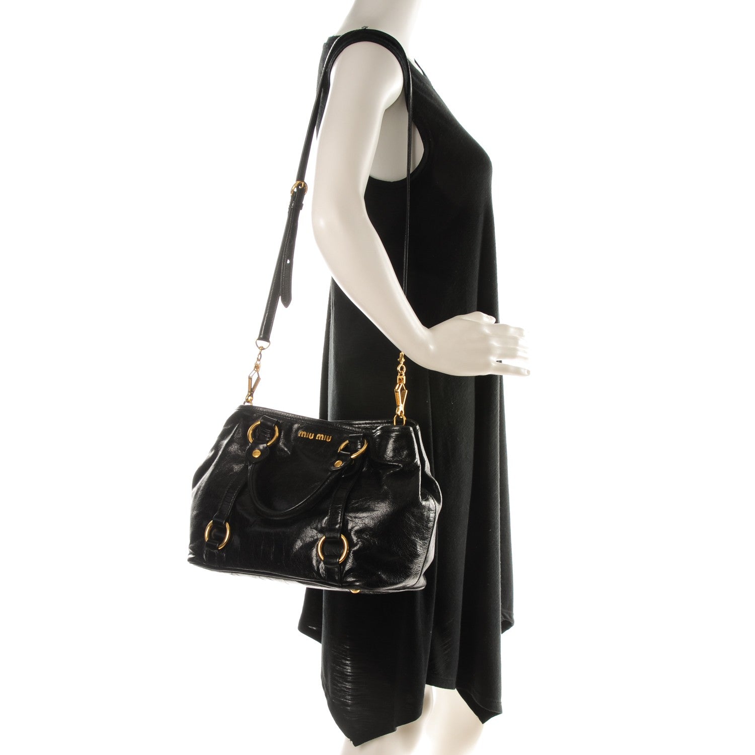 Miu Miu Vitello Shine Tote Black 2 of 8