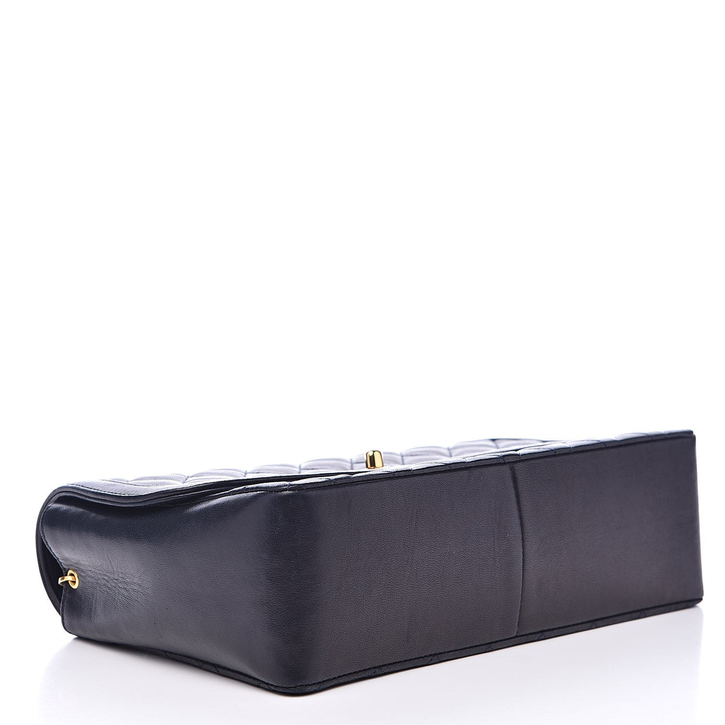 Lambskin Quilted Medium Single Flap Navy Blue
