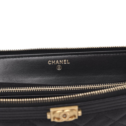 Chanel Caviar Quilted Small Zipped Boy Pouch Black 6 of 10