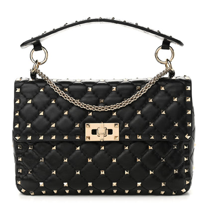 Valentino Garavani Lambskin Medium Rockstud Spike Shoulder Bag Black 1 of 11