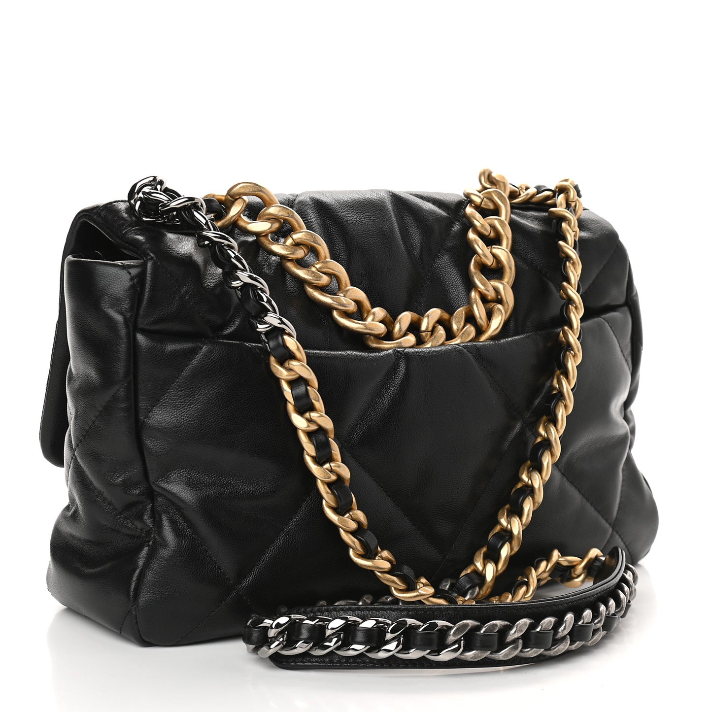 Lambskin Quilted Large Chanel 19 Flap Black