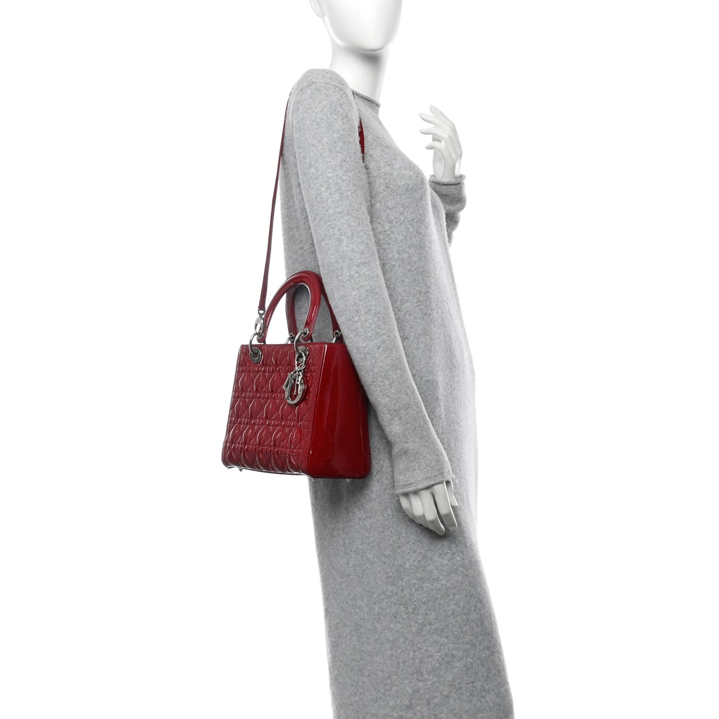 Patent Cannage Medium Lady Dior Red