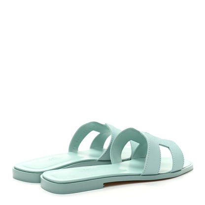 Hermes Epsom Oran Sandals 37 Vert Embrun 4 of 8