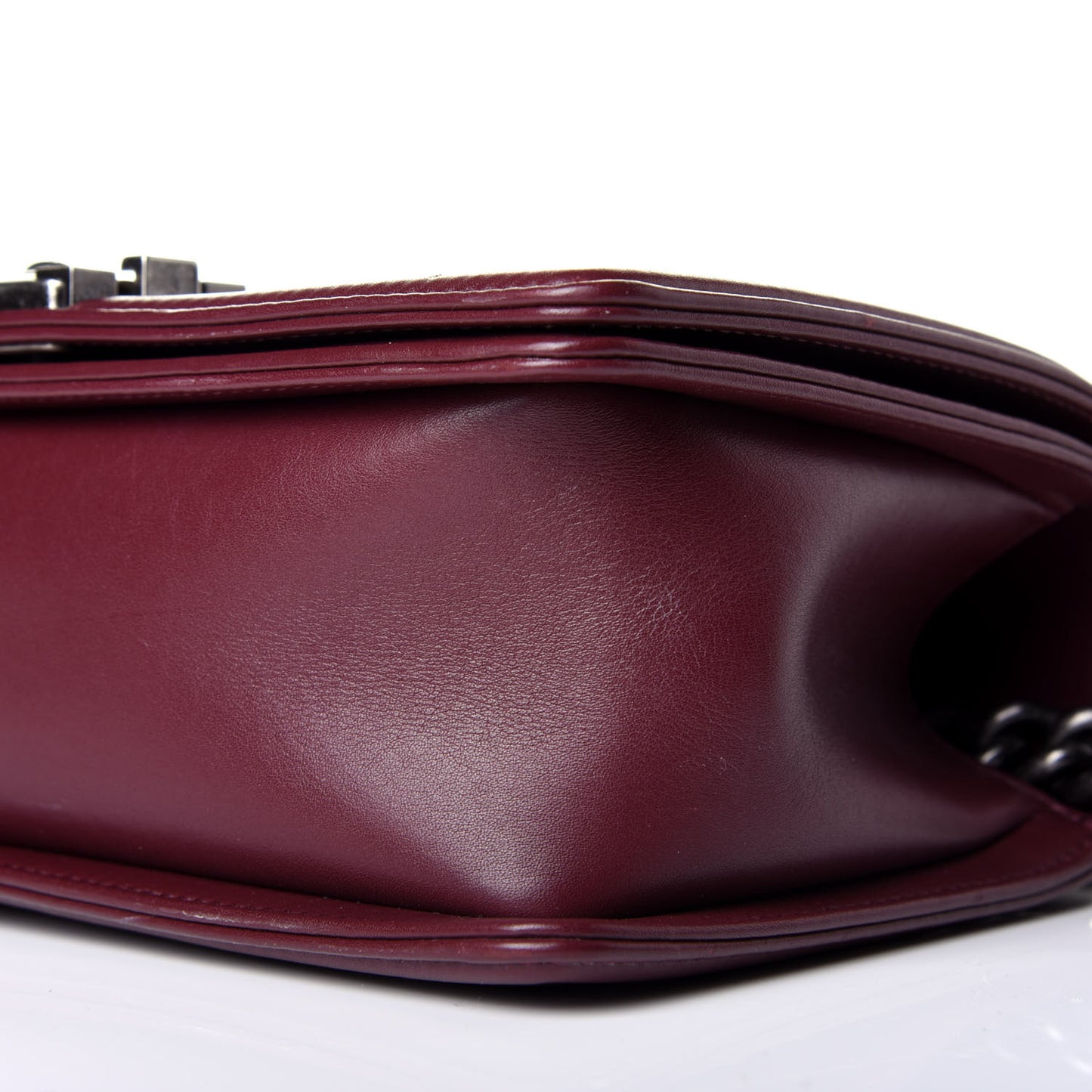 Calfskin Horizontal Quilted Medium Boy Flap Burgundy