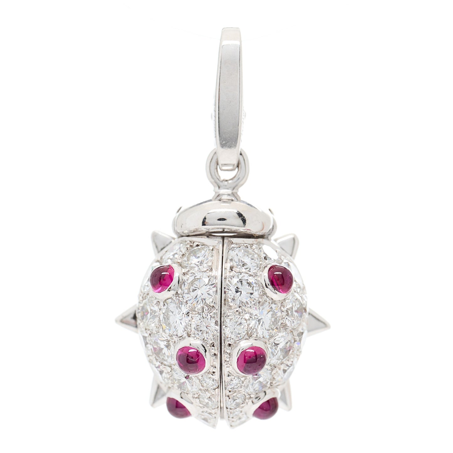18K White Gold Diamond Ruby Ladybug Charm