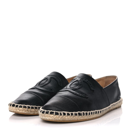 Chanel Lambskin CC Espadrilles 37 Black 3 of 9