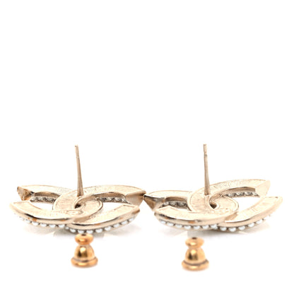Chanel Crystal Pearl Chain Mania CC Earrings Gold 3 of 3