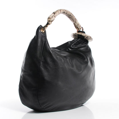 Jimmy Choo Nappa Snakeskin Trim Sky Hobo Black 3 of 9