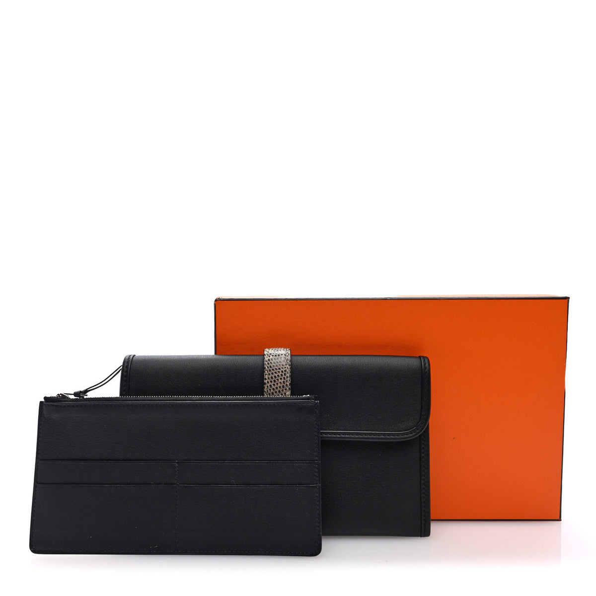 Hermes Swift Lizard Jige Touch Duo Clutch Black Ombre 10 of 10