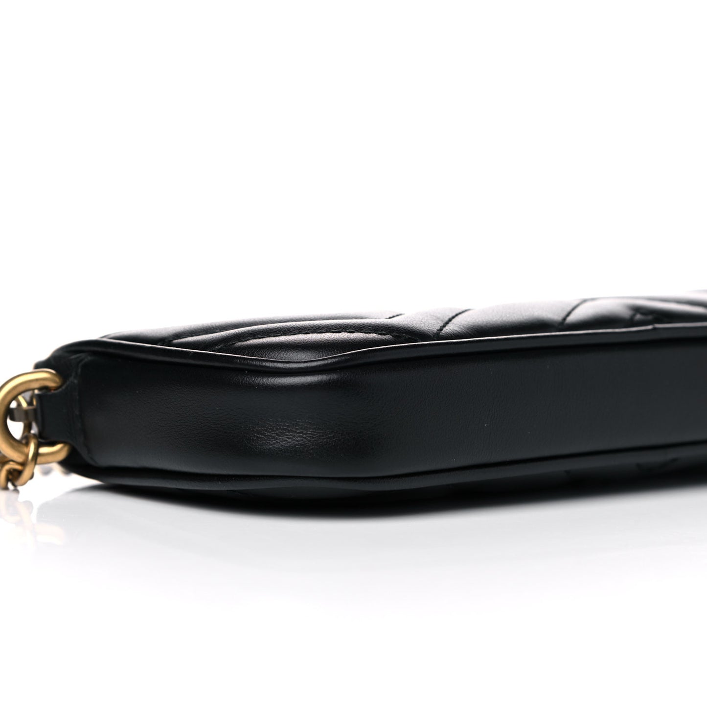 Calfskin Matelasse Mini GG Marmont Chain Crossbody Bag Black
