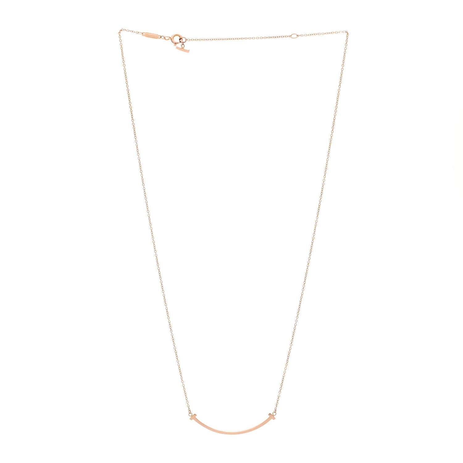 Tiffany 18K Rose Gold Small T Smile Pendant Necklace 3 of 5