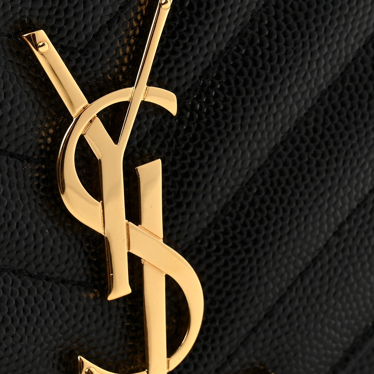 Saint Laurent Grain De Poudre Matelasse Chevron Monogram Chain Wallet Black 11 of 11