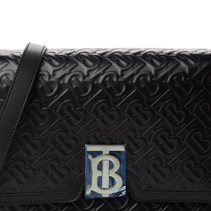 Burberry Calfskin Monogram Embossed Medium TB Bag Black 9 of 9