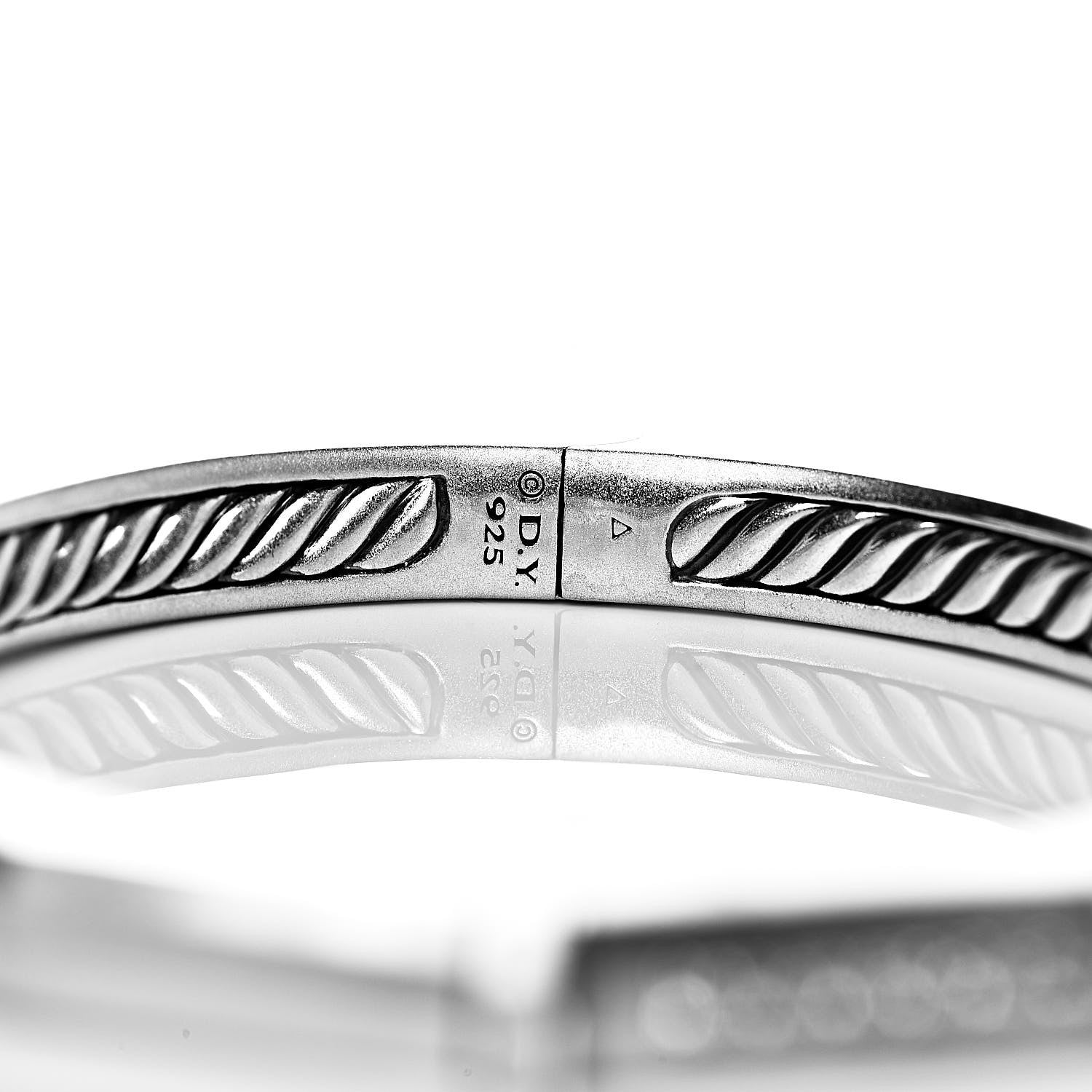 David Yurman Sterling Silver Diamond Stax Faceted Bangle Bracelet 4 of 5