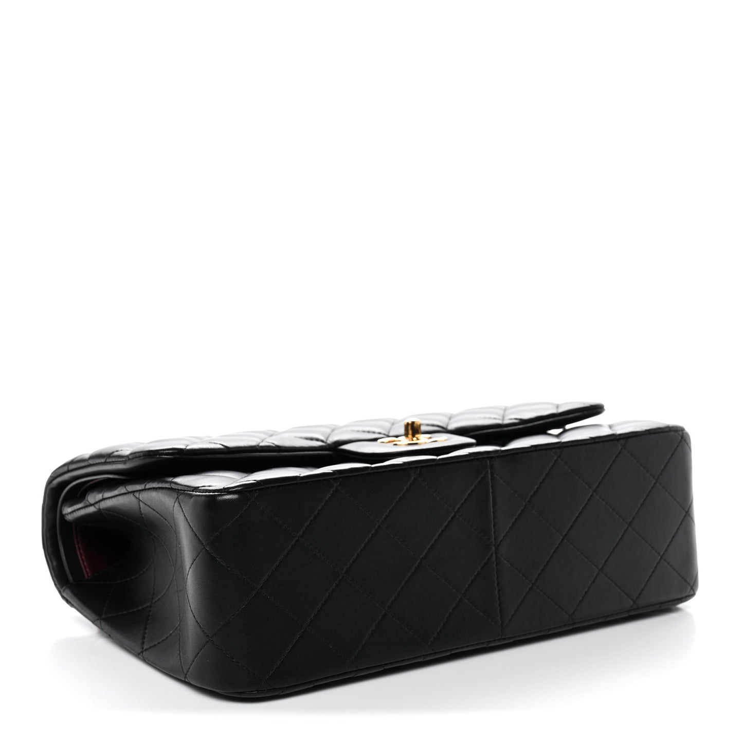 Lambskin Quilted Jumbo Double Flap Black