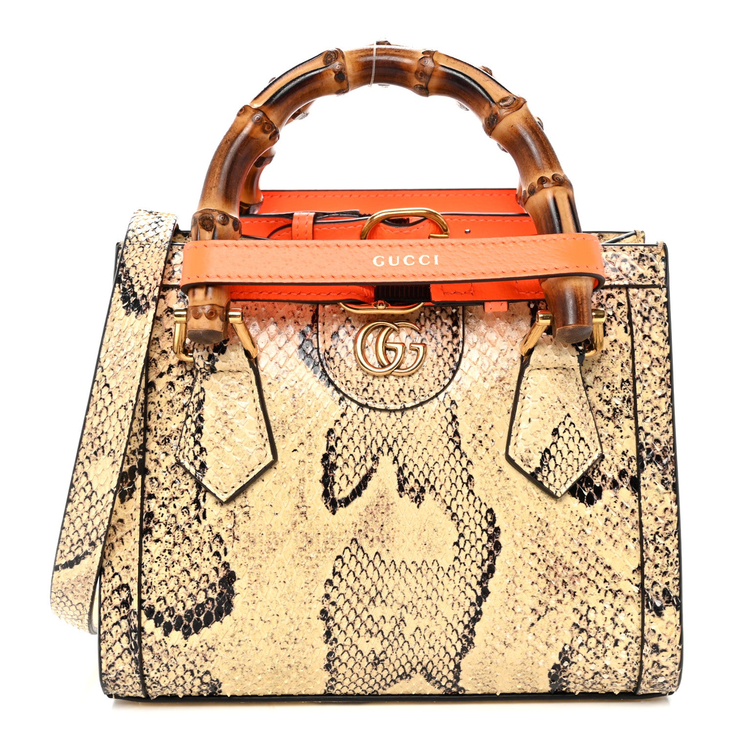 Gucci Snakeskin Mini Diana Tote Bag Beige 1 of 11