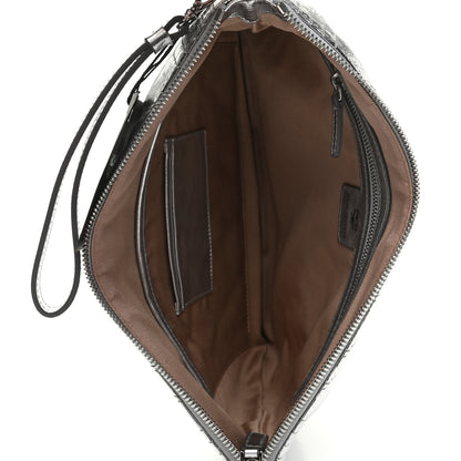 MCM Metallic Calfskin Quilted Medium Zip Pouch Light Silver 5 of 7