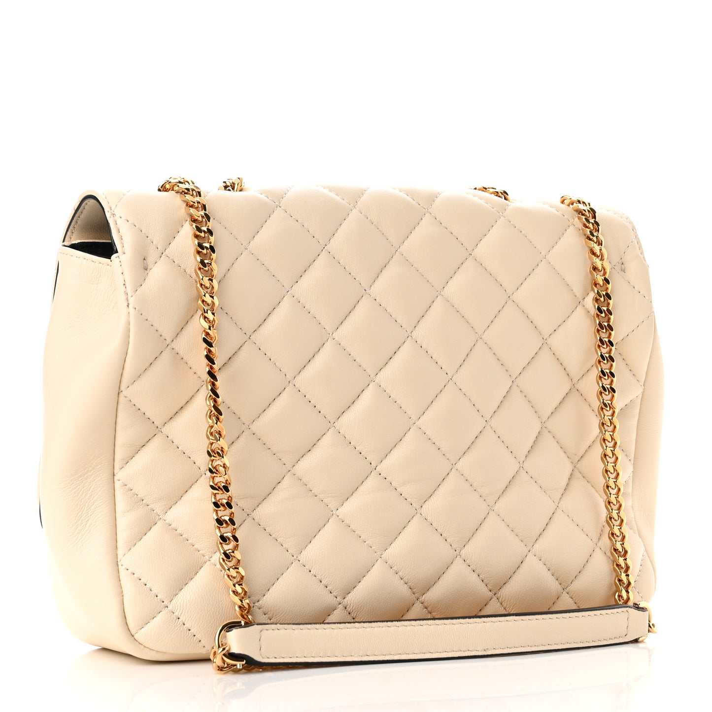 Nappa Quilted Medusa Chain Crossbody Beige