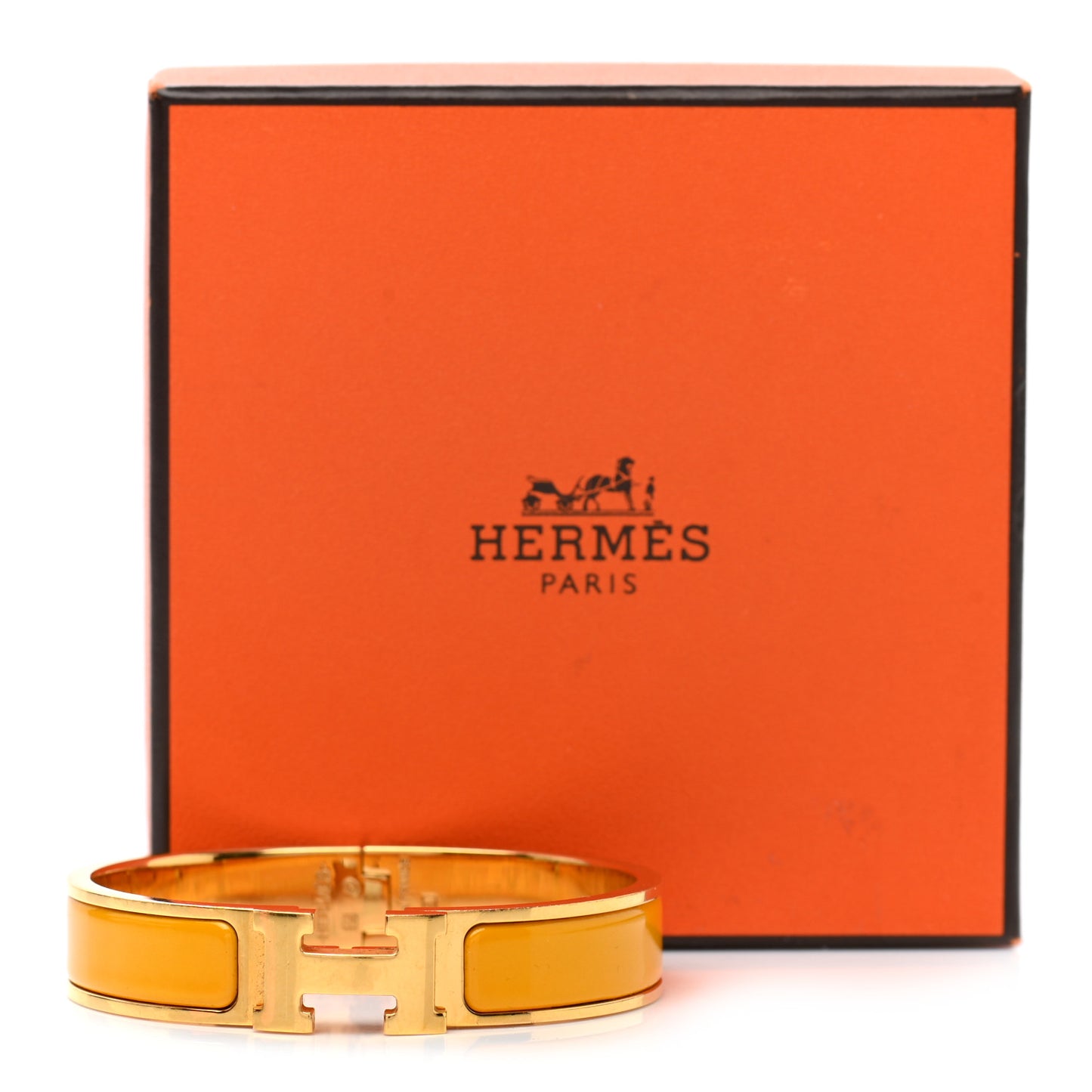 Enamel Narrow Clic Clac H Bracelet PM Jaune Madras