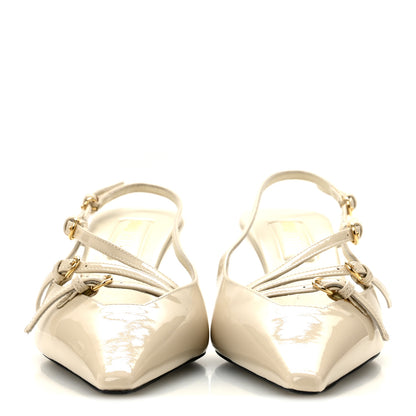 Miu Miu Vernice Buckle 55mm Slingback Pumps 39 White 3 of 8