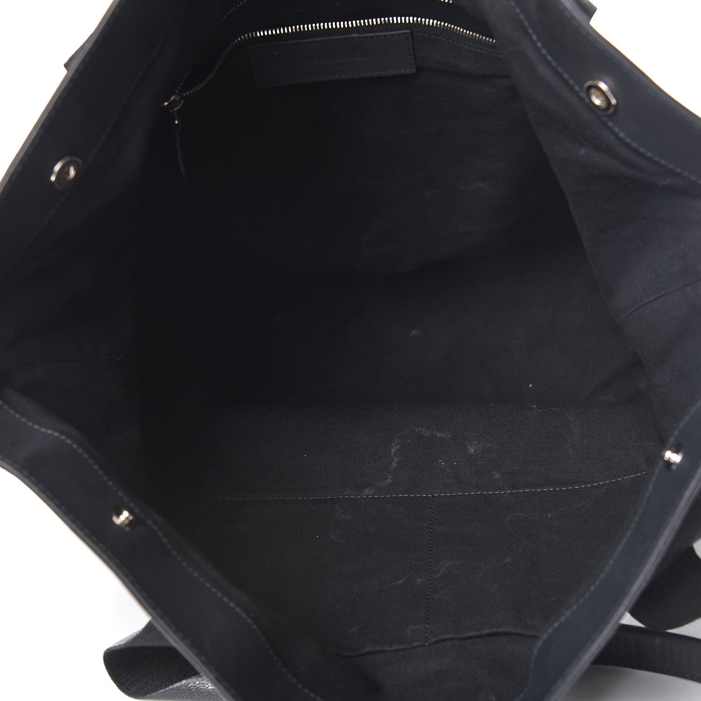 Rubber Calfskin Canvas Navy Tote Black