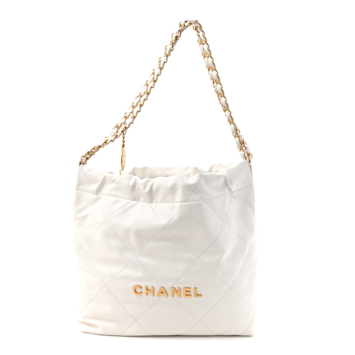 Chanel Shiny Calfskin Quilted Small Chanel 22 White 1 of 14
