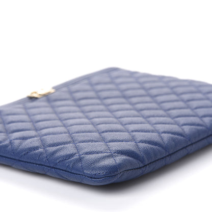 Chanel Caviar Quilted Medium Boy Cosmetic Case Blue 7 of 9