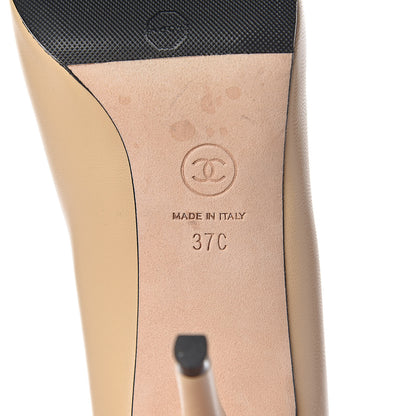 Chanel Lambskin Cap Toe CC Pumps 37 Beige Black 8 of 13