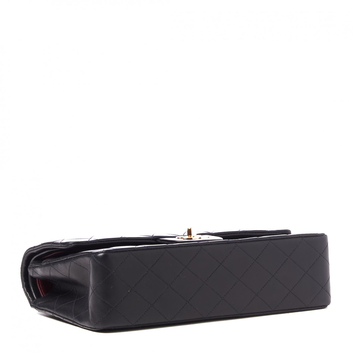 Lambskin Quilted Medium Double Flap Black