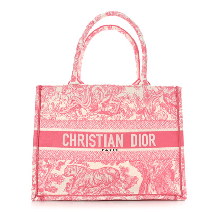 Christian Dior Canvas Embroidered Medium Dioriviera Toile De Jouy Book Tote Peony Pink 1 of 10